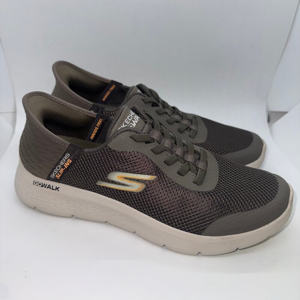 Skechers Slip Ins Go Walk Flex Hands Up Sneakers Men’s Size 8.5 Brown 216324